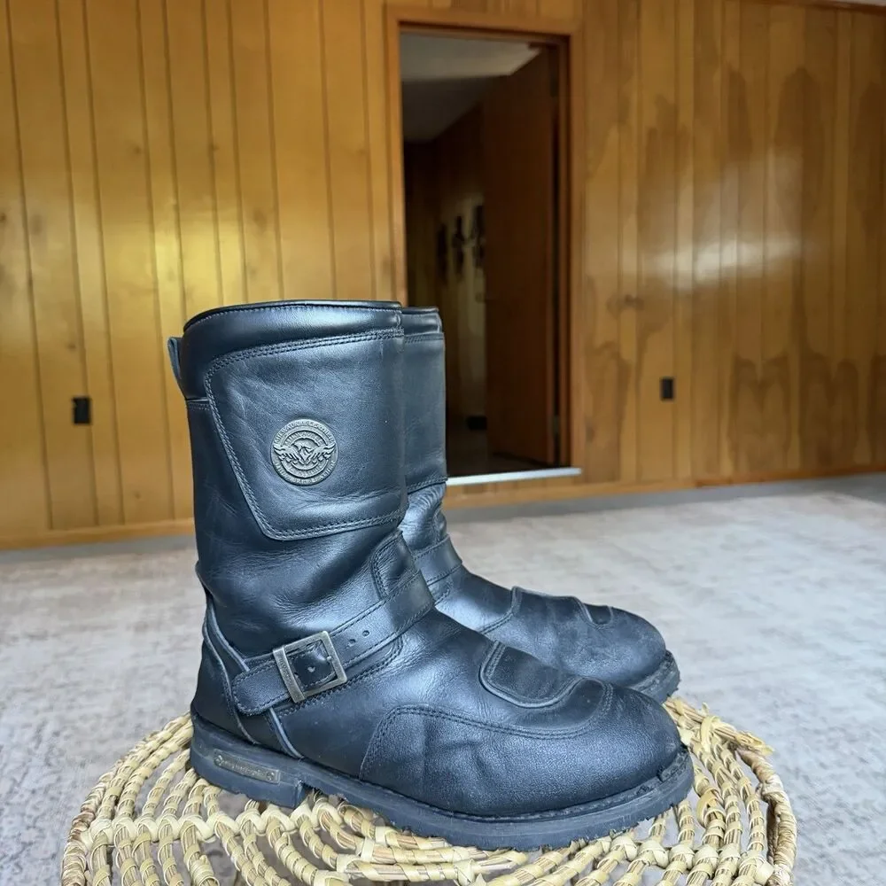 Milwaukee Leather Men's Black Leather Motorcycle Boots Size 12
